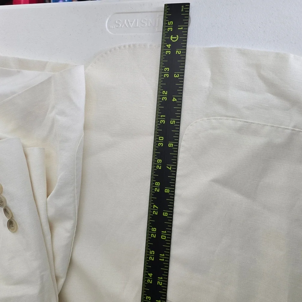 Oak Hill Mens 2XLT 50/52L Linen Blend Blazer Off White Sport Coat Patch Pocket